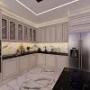 Светлая кухня с темным акцентом в виде острова