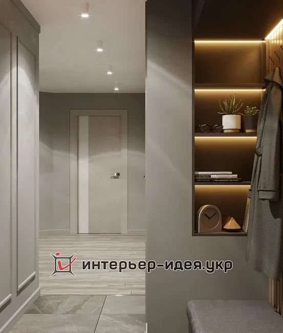 Лаконичная прихожая, современная, но с налётом классики