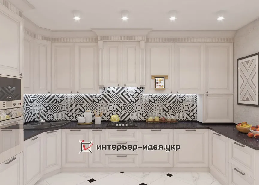 Сочетание контрастов в кухне-столовой