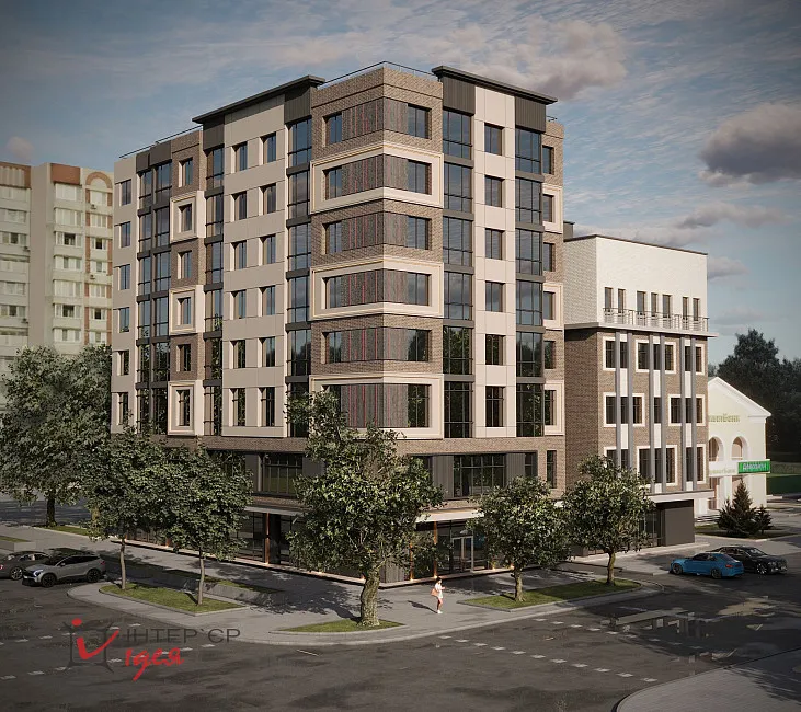 Дизайн фасада многоэтажки в центре Черкас