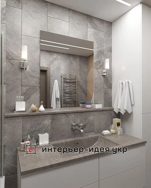 Санузел в деревянных ромбах