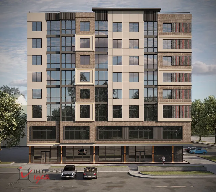 Дизайн фасада многоэтажки в центре Черкас