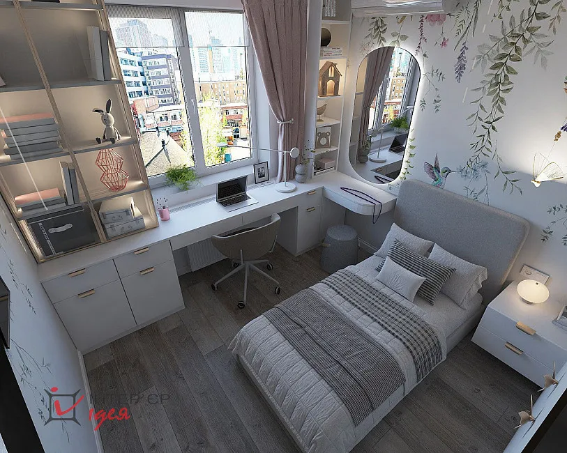 Детская комната для девочки, 9.2 м²