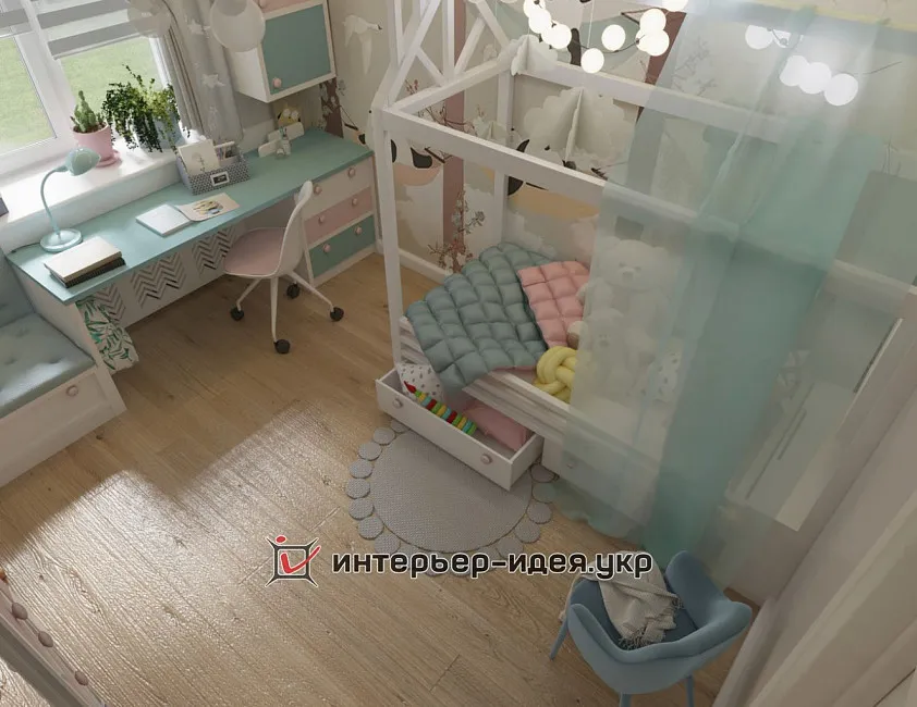 Дизайн детской с пандами на стене