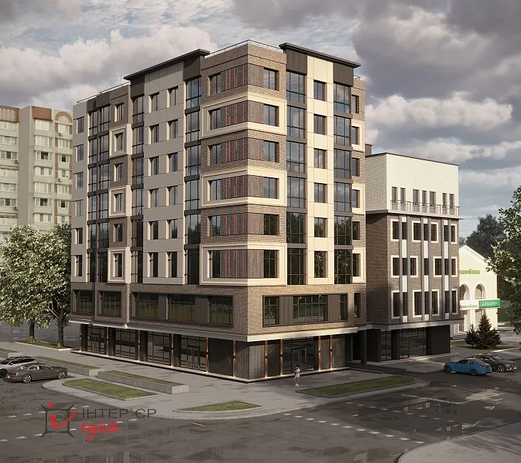 Дизайн фасада многоэтажки в центре Черкас