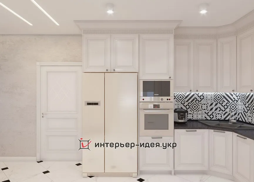 Сочетание контрастов в кухне-столовой
